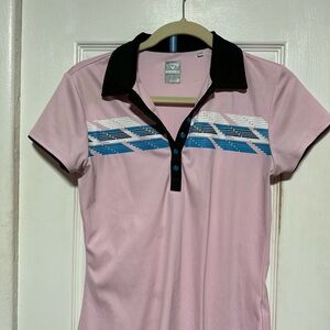 Callaway Pink Button Down Shirt with Black Collar